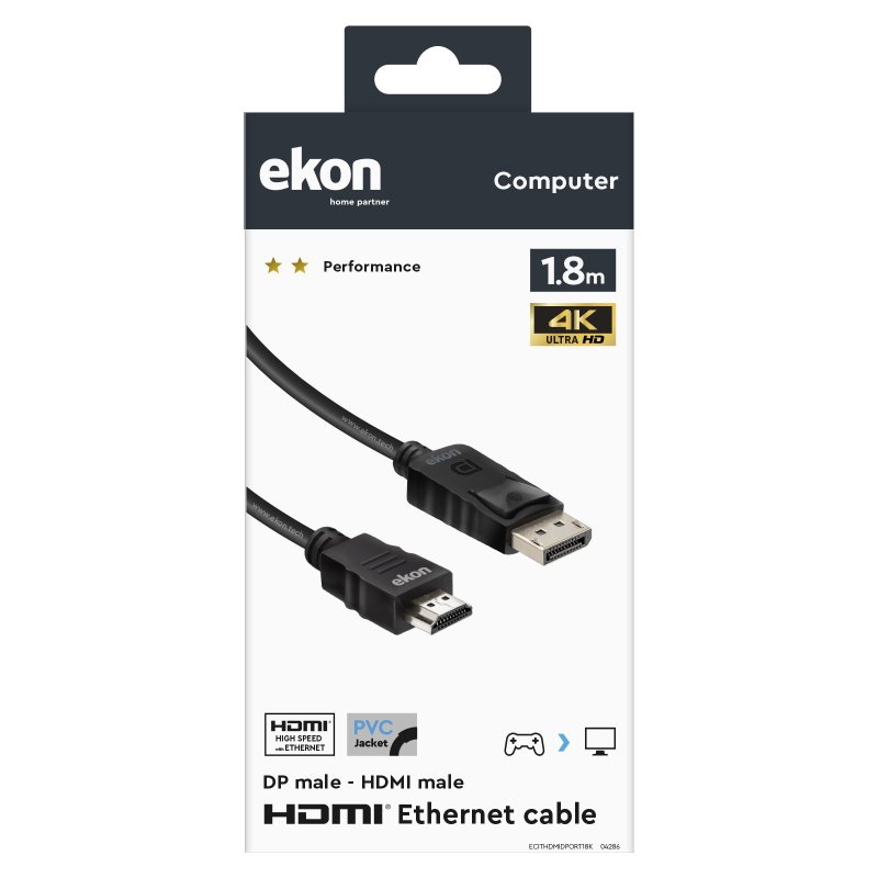 HDMI male cable v 2.0 with Ethernet to DisplayPort, 4k