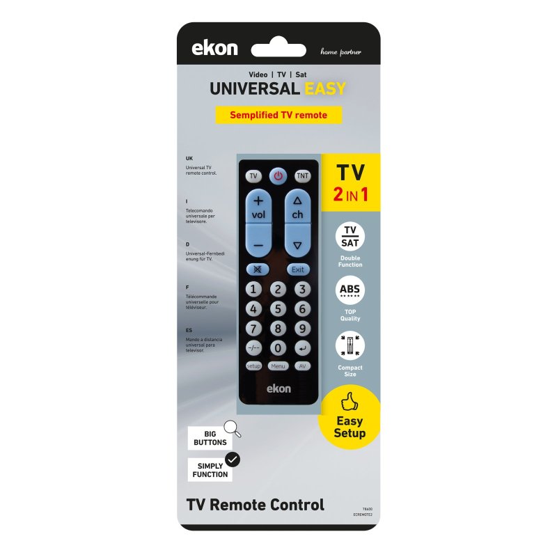 Universal 2-in-1 multi-brand remote control