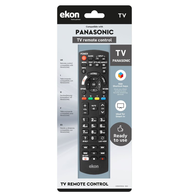 Remote control for Panasonic TVs and Smart TVs