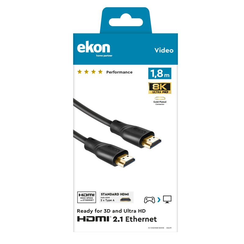 EKON Câble HDMI 3m - Câble HDMI 2.1 connecteurs 8K blanc sur