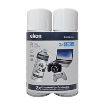 2 x 400ml canisters of compressed gas for cleaning office equipment