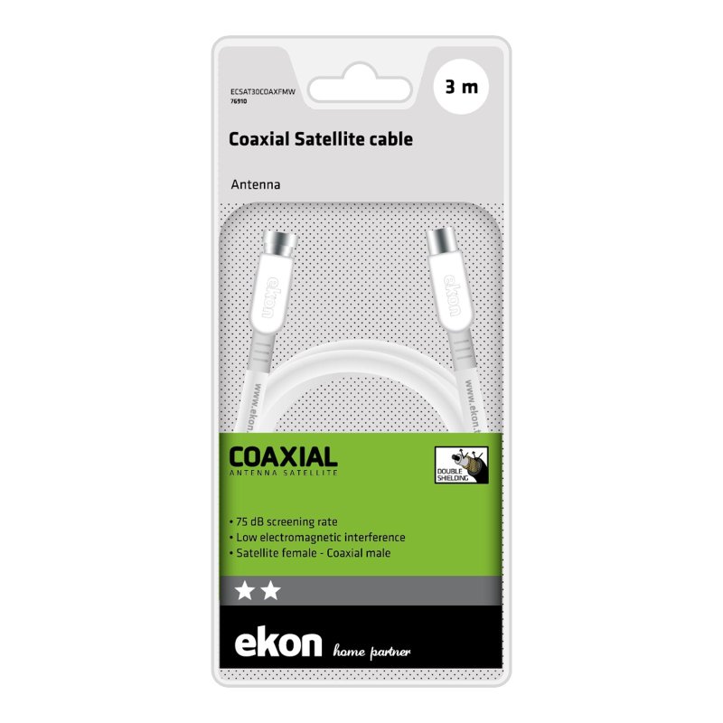 Type F male to female coaxial satellite cable