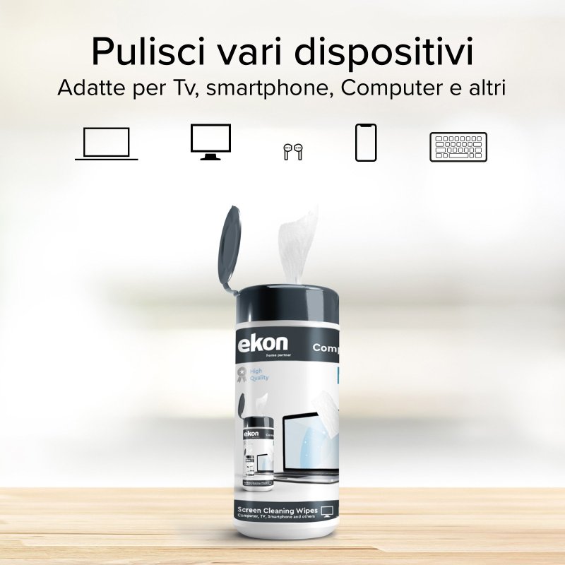 Pack of 100 sanitising wipes for screens and monitors