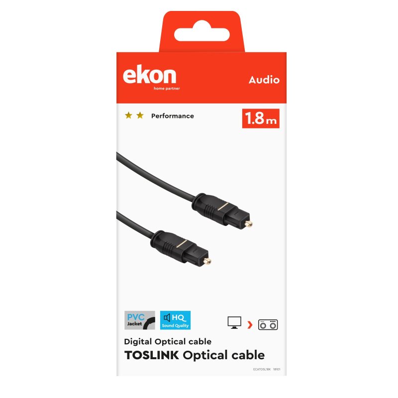 Toslink cable with fibre-optic connectors