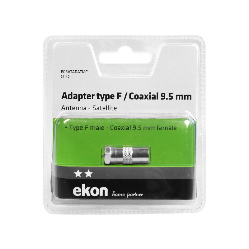 Male Type F antenna adapter with a female coaxial socket Male Type F antenna adapter with a female coaxial socket