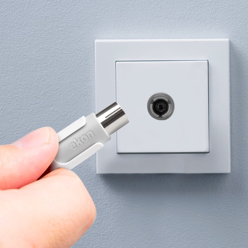 Male / female antenna cable + adapter 75dB