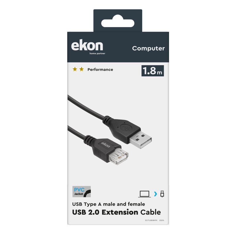 Type A Male - Female USB 2.0 Extension Cable