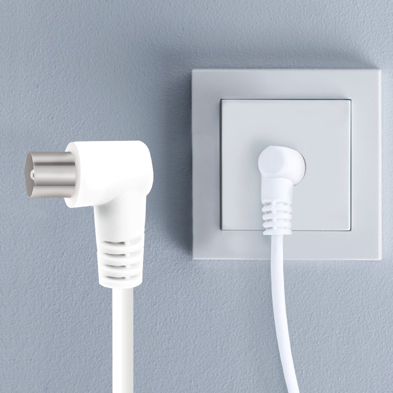 Antenna cable with angled connectors, 75dB