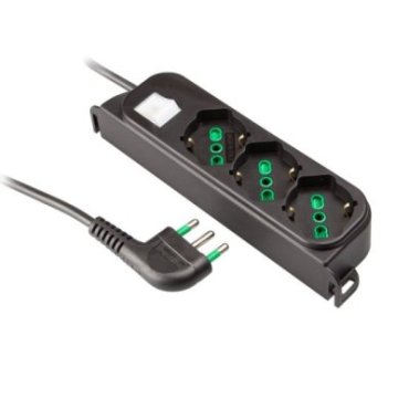 Power strip with 3 German-Italian 2-pin sockets