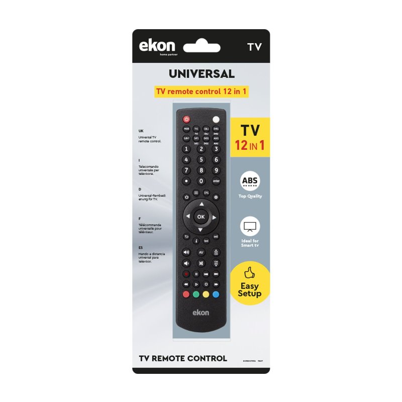 Universal 12-in-1 multi-brand remote control